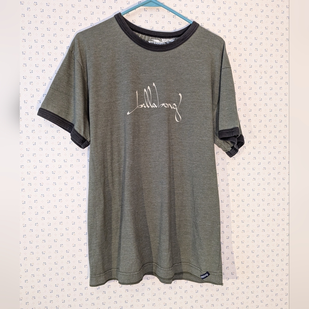 Billabong T Shirt Men's Olive Green L Black Water Sport Surf Board Beach Ocean